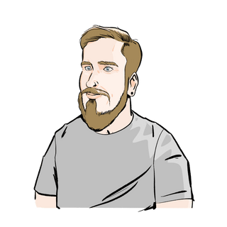 An illustration of Phil's portrait by Emil Paun.